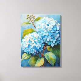 Serenade in Blauw: Hydrangea Harmony Canvas Afdruk