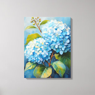 Serenade in Blauw: Hydrangea Harmony Canvas Afdruk