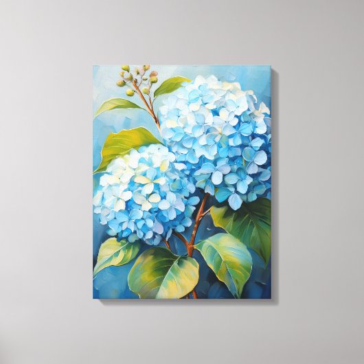 Serenade in Blauw: Hydrangea Harmony Canvas Afdruk (Voorkant)