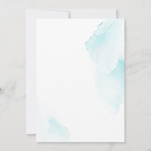 Serenade in Blauw: Waterverf bloemenbruiloft Kaart (Achterkant)