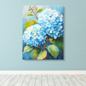 Serenade in Blue: Hydrangea Harmonie Canvas Afdruk (Insitu (Houten vloer))
