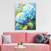 Serenade in Blue: Hydrangea Harmonie Canvas Afdruk (Insitu (Woonkamer))