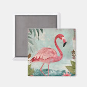 Serenade in Pink: Een paradijs van Flamingo Magneet (Voorkant / Achterkant)