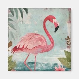Serenade in Pink: Een paradijs van Flamingo Magneet