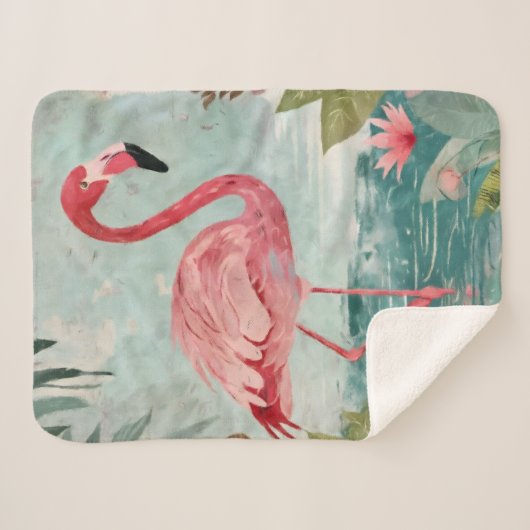 Serenade in Pink: Een paradijs van Flamingo Sherpa Deken (Voorkant (horizontaal))
