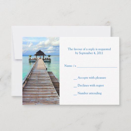 Serenade Jetty Beach Wedding RSVP Kaartje (Voorkant)