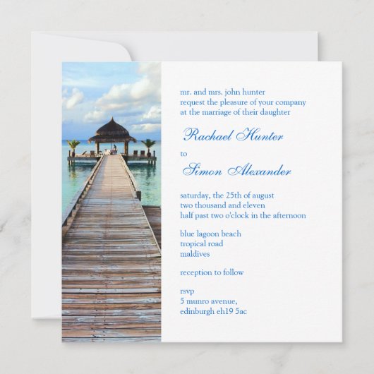 Serenade Jetty Maldives Beach Wedding Kaart (Voorkant)