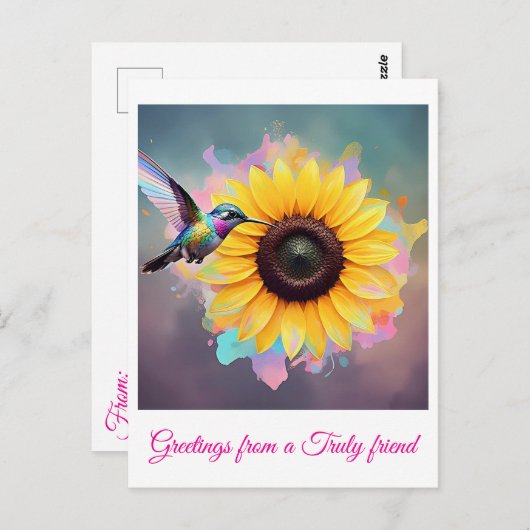 " SERENADE MET ZONNEBLOEM " BRIEFKAART (Voorkant / Achterkant)