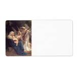 Serenade of Angels Etiket<br><div class="desc">19e-eeuwse kunstwerk van William Alfred Bouguereau. Afbeelding toont drie jonge engelen die muziek maken voor de baby Jezus.</div>