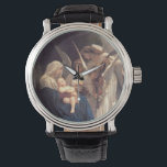 Serenade of Angels Horloge<br><div class="desc">19e-eeuwse kunstwerk van William Alfred Bouguereau. Afbeelding toont drie jonge engelen die muziek maken voor de baby Jezus.</div>