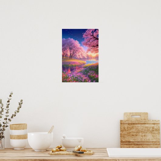 Serenade van Natuur, Charmant Bos Poster (Keuken)