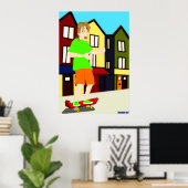 Serenading Skateboarding Dude Print (Thuiskantoor)