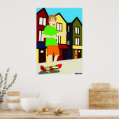 Serenading Skateboarding Dude Print (Keuken)