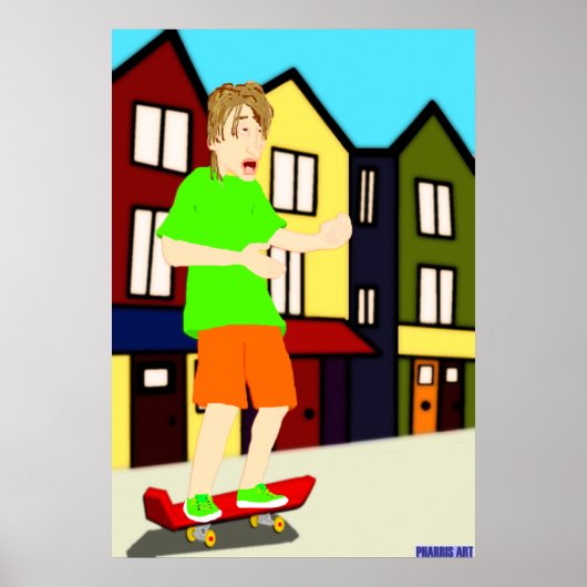 Serenading Skateboarding Dude Print (Voorkant)