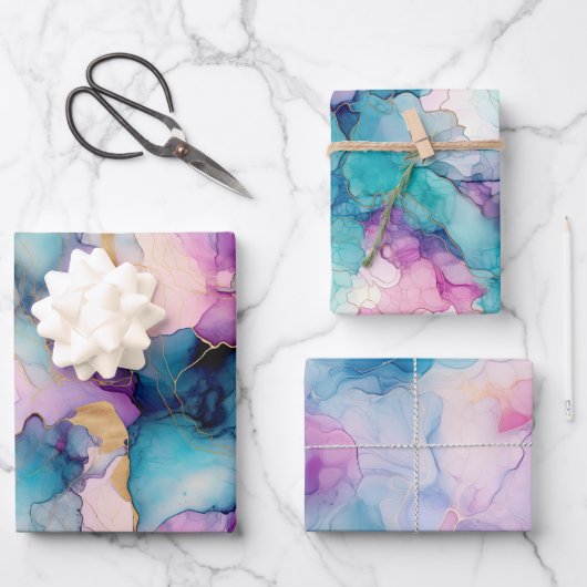 Serendipiteit kristal blauw inpakpapier vel (Voorkant)