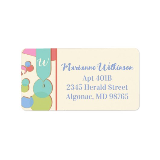 Serendipiteit Monogram Colorful Patroonlabel Etiket (Voorkant)