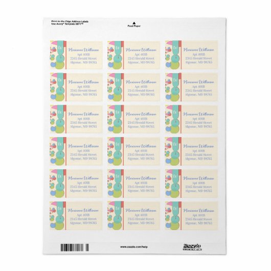 Serendipiteit Monogram Colorful Patroonlabel Etiket (Full Sheet)