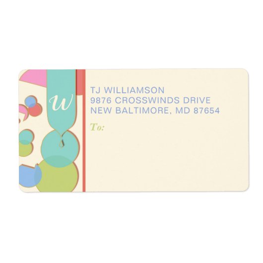 Serendipiteit Monogram Colorful Patroonlabel Etiket (Voorkant)