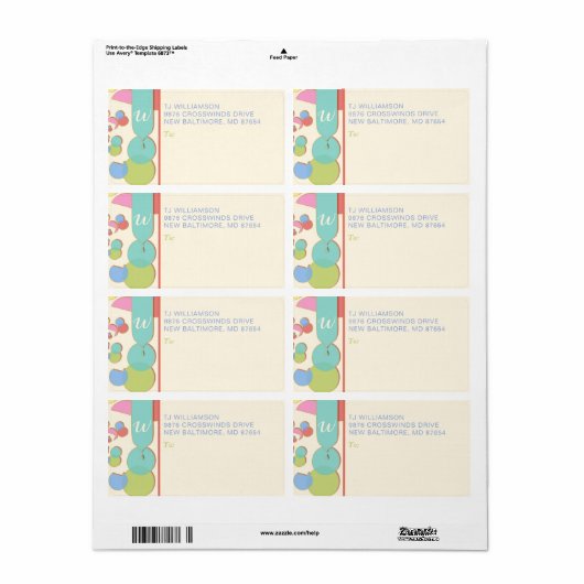 Serendipiteit Monogram Colorful Patroonlabel Etiket (Full Sheet)