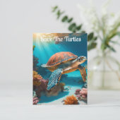 Serene 3D Zee schildpad in de oceaan - Tranquil Ma Briefkaart (Staand voorkant)