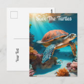 Serene 3D Zee schildpad in de oceaan - Tranquil Ma Briefkaart (Voorkant / Achterkant)