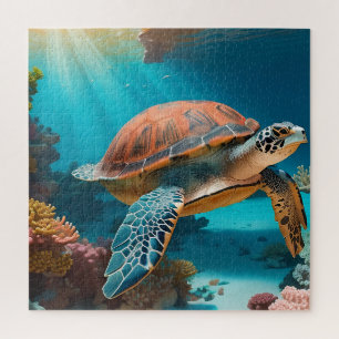 Serene 3D Zee schildpad in de oceaan - Tranquil Ma Legpuzzel