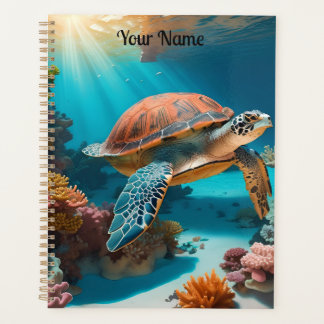 Serene 3D Zee schildpad in de oceaan - Tranquil Ma Planner