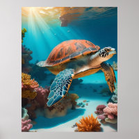 Serene 3D Zee schildpad in de oceaan - Tranquil Ma