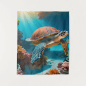Serene 3D Zee schildpad in de oceaan - Tranquil Ma Wandkleed (Voorkant)