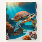 Serene 3D Zee schildpad in oceaan Tranquil Marine Notitieboek (Achterkant)