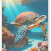 Serene 3D Zee schildpad in oceaan Tranquil Marine Sticker (Voorkant)