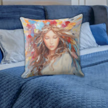 Serene Abstracte Angel Pillow - Levendig Artistiek