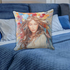 Serene Abstracte Angel Pillow - Levendig Artistiek Kussen