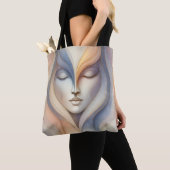 Serene Abstracte gezicht - minimalistische harmoni Tote Bag (Dichtbij)