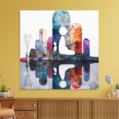 Serene Abstracte mediterende figuren - kleurrijke  Canvas Afdruk (Insitu (Woonkamer))