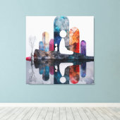 Serene Abstracte mediterende figuren - kleurrijke  Canvas Afdruk (Insitu (Houten vloer))