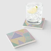 Serene Abstracts: A Pastel Dream Stenen Onderzetter (Zijkant)