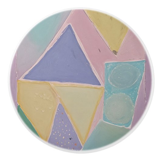 Serene Abstracts: Een Pasteldroom Keramische Knop (Voorkant)