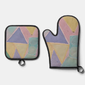 Serene Abstracts: Een Pasteldroom Ovenwant & Pannenlap Set (Voorkant)