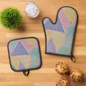 Serene Abstracts: Een Pasteldroom Ovenwant & Pannenlap Set (Top down)