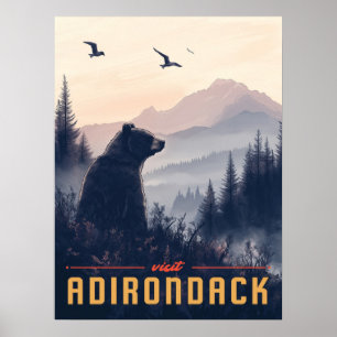 Serene Adirondack Beer: een Vintage Poster