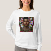Serene Afro-Amerikaanse vrouw met bloemen T-shirt (Voorkant)