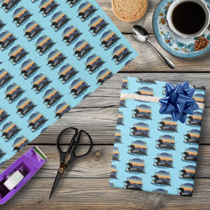 Serene Amerikaanse Doker Zonsondergang Blauwe Wild Cadeaupapier