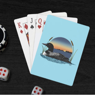 Serene Amerikaanse Doker Zonsondergang Blauwe Wild Pokerkaarten