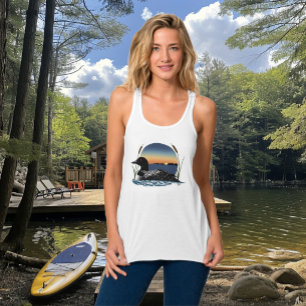 Serene Amerikaanse Doker Zonsondergang Blauwe Wild Tanktop