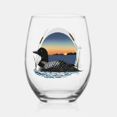 Serene Amerikaanse Futen Zonsondergang Blauwe Wild Wijnglas Zonder Voet (Voorkant)