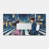 Serene Anime Couple in een straat in de stad Bureaumat (Keyboard & Muis)