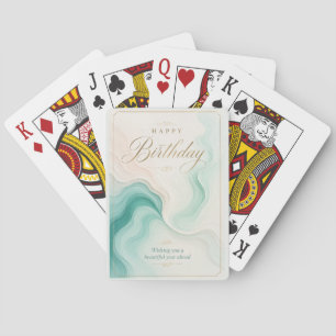 Serene Aqua Marmeren Verjaardagswensen Pokerkaarten