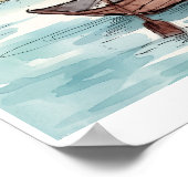 Serene Aquarel Houten Boot Meren Scene Poster (Hoek)