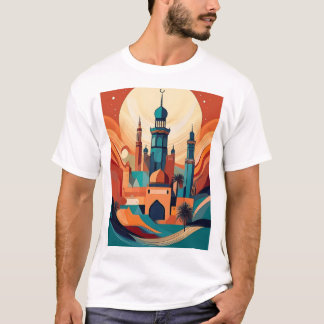 Serene Arabische moskee: culturele kunstdruk T-shirt